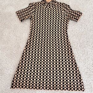 Anthropologie Black and Tan Heart Mini Dress